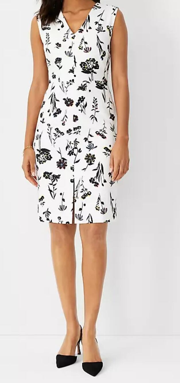 Ann Taylor Floral Double V Sheath Dress Size 8 NWT A1.14
